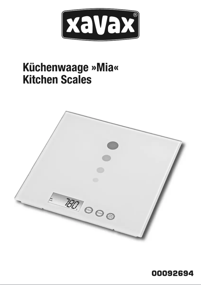 Page 1 of the manual User Manual Xavax Mia 92694