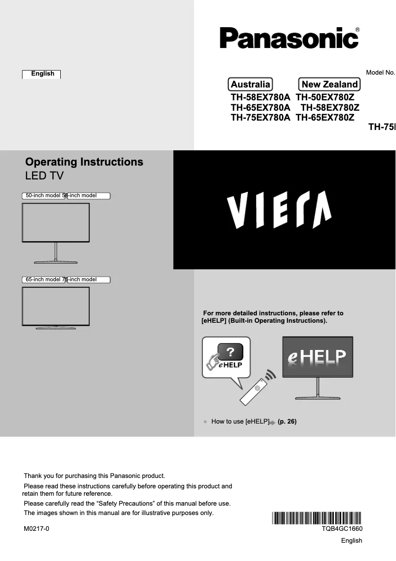 Page 1 of the manual User Manual Panasonic TH-58EX780A