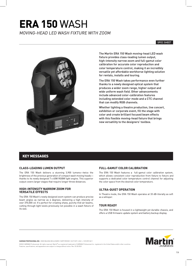 First page image of the manual for ERA 150 Wash