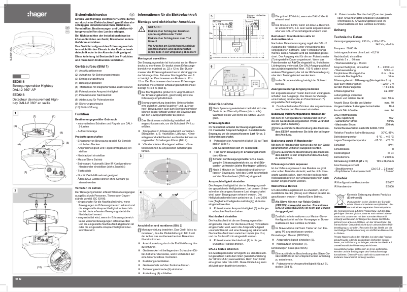 Page 1 of the manual Instructions / Assembly Hager EED518