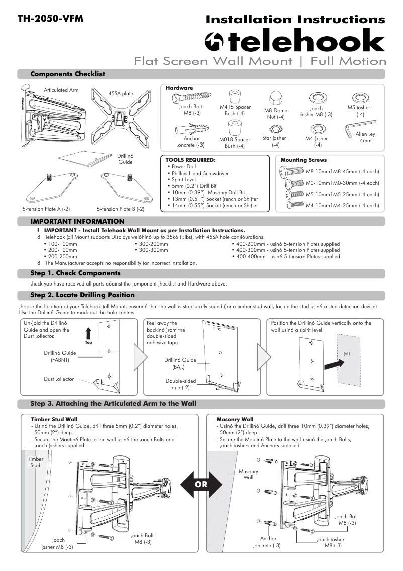 First page image of the manual for TH2050-VFM-TAA