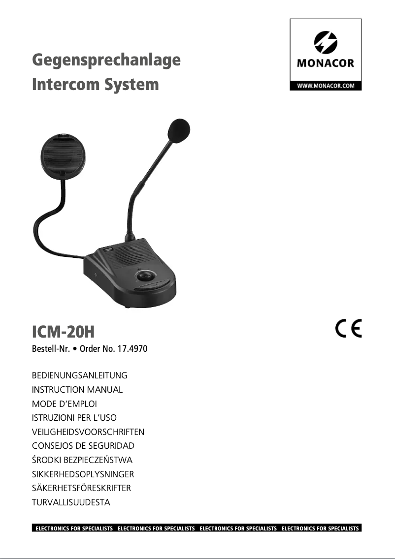 Page 1 of the manual User Manual Monacor ICM-20H