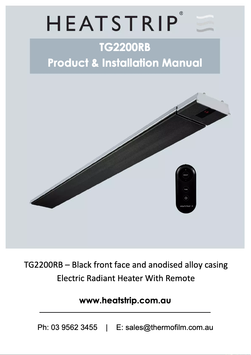 Page 1 of the manual User Manual Heatstrip TG2200RB