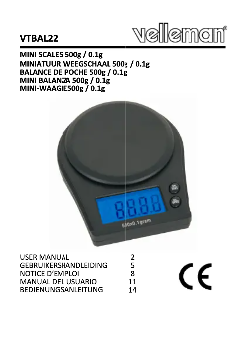 First page image of the manual for VTBAL22