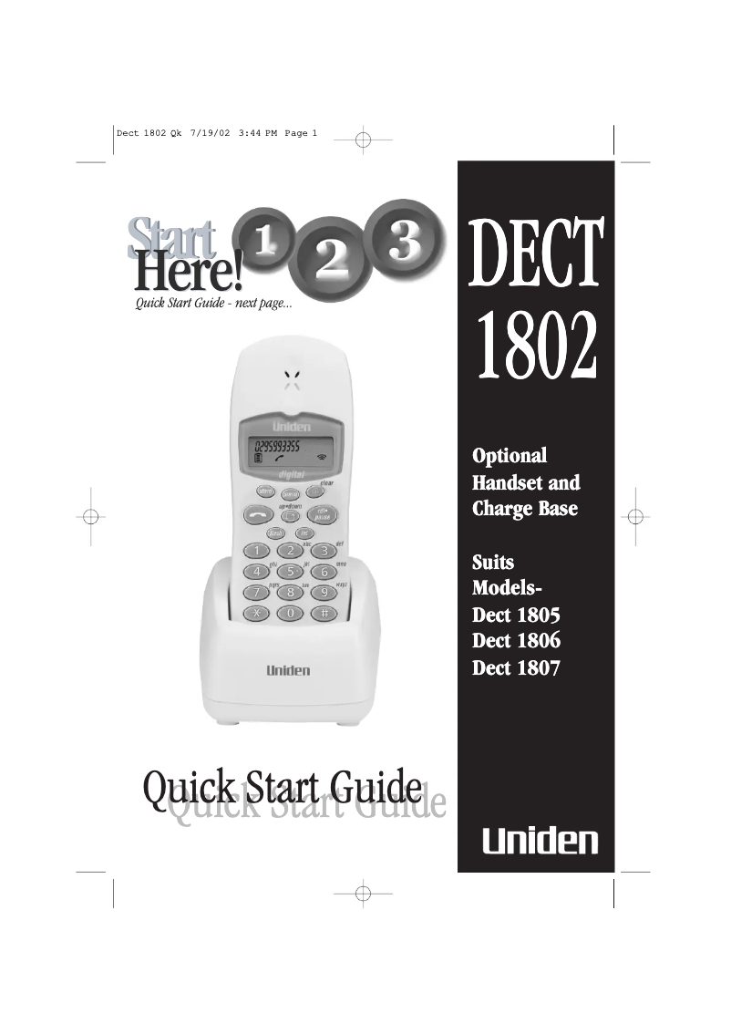 Page 1 of the manual User Manual Uniden DECT 1802