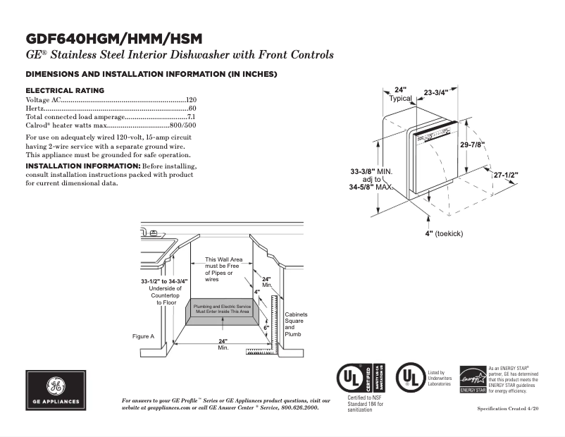 First page image of the manual for GDF640HFMDS
