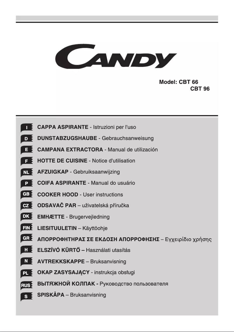 Page 1 of the manual User Manual Candy CCT 97 X