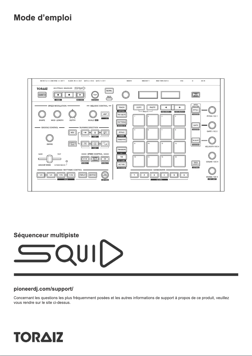 First page image of the manual for Toraiz SQUID