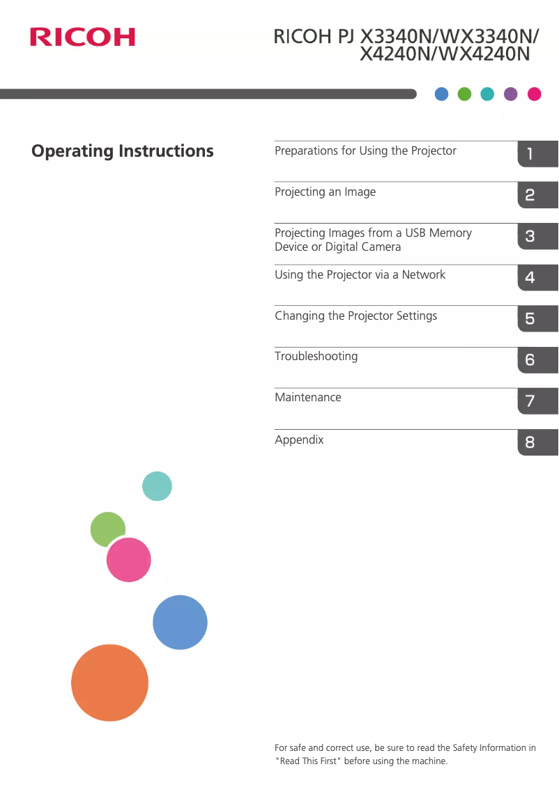 Page 1 of the manual User Manual Ricoh PJ WX4240N