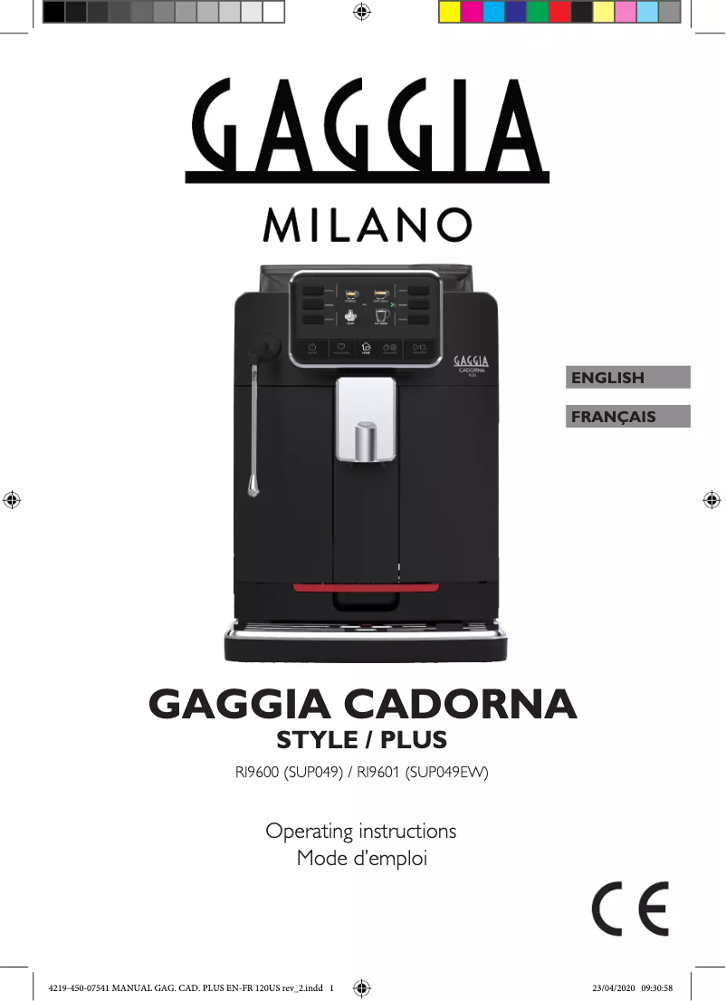 First page image of the manual for Cadorna Plus