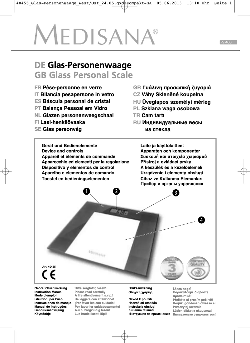 Page 1 of the manual User Manual Medisana PS 400