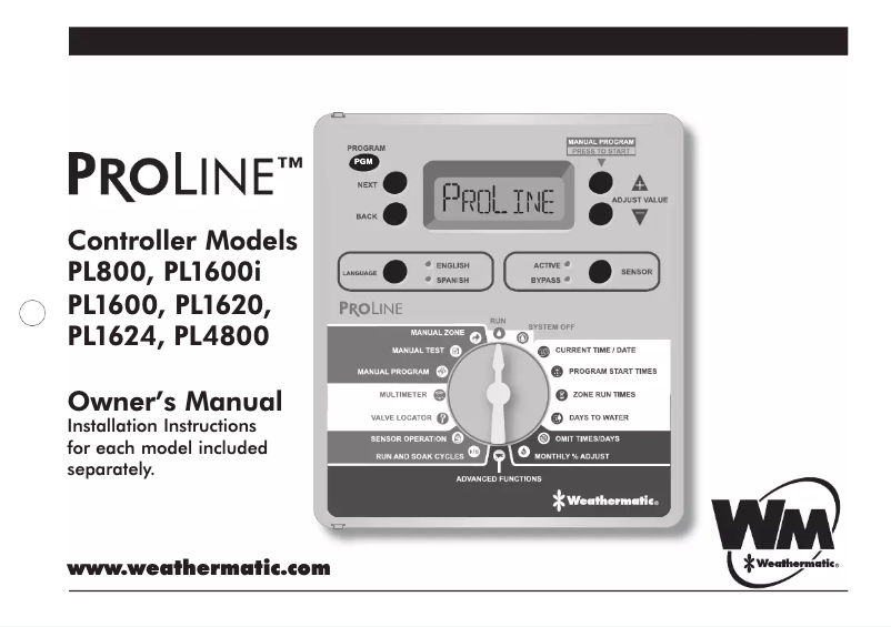 Page 1 of the manual User Manual Weathermatic ProLine PL1600i