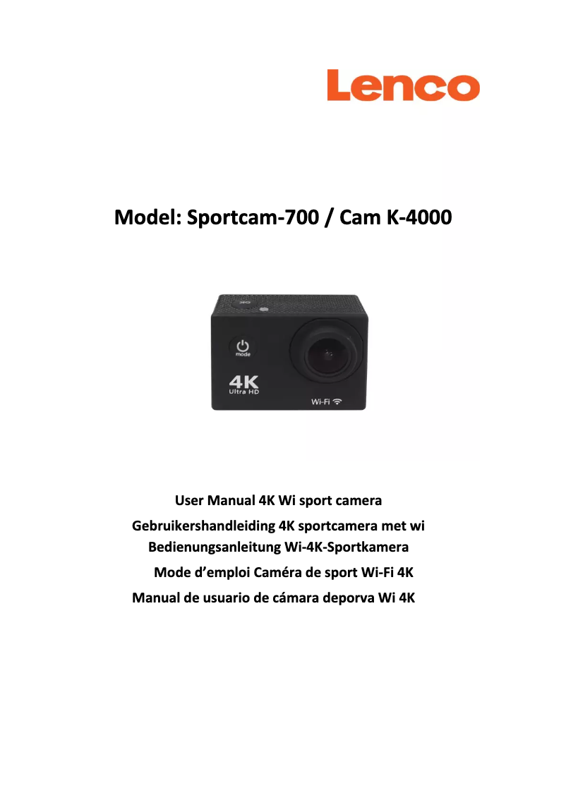 Page 1 of the manual User Manual Lenco Sportcam-700