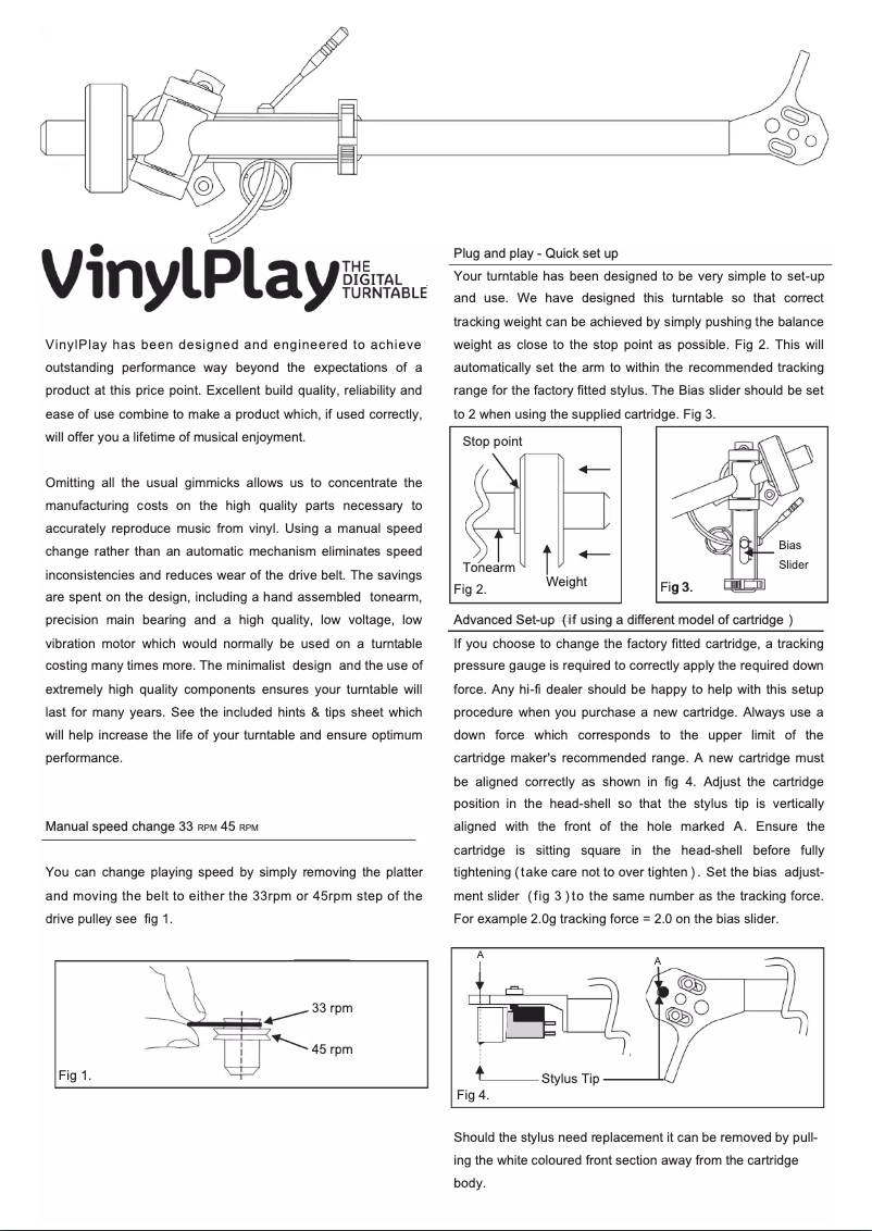 Page 1 of the manual User Manual Flexson VinylPlay