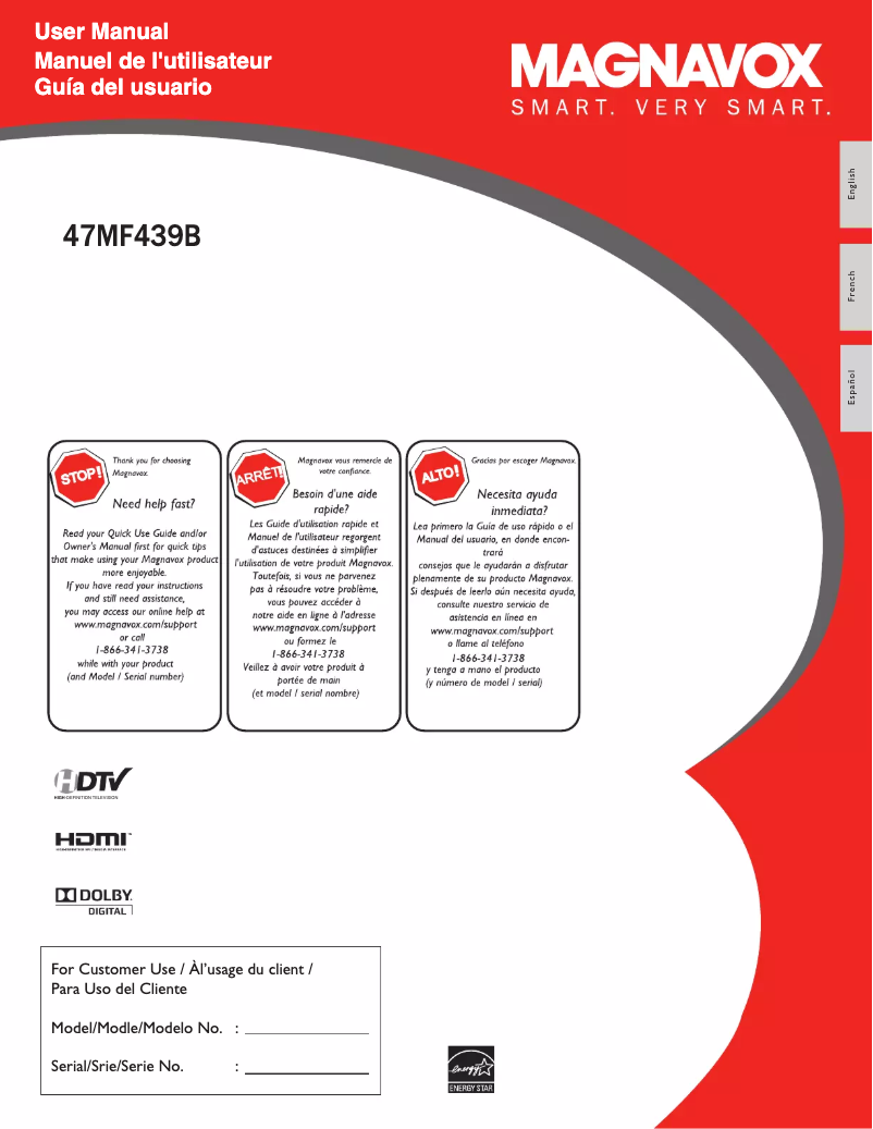 Page 1 of the manual User Manual Magnavox 47MF439B