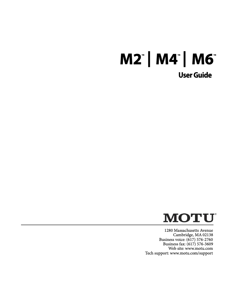 Page 1 of the manual User Manual Motu M2