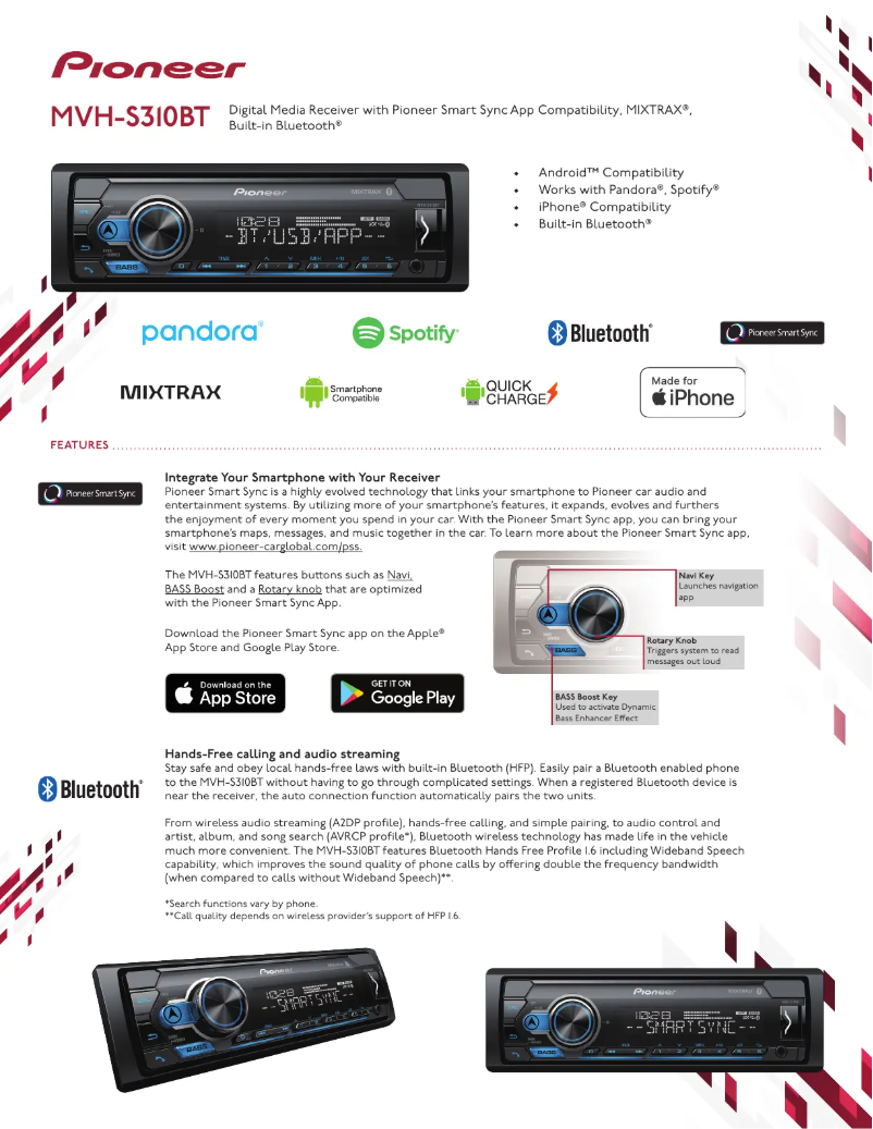 First page image of the manual for MVH-MS310BT