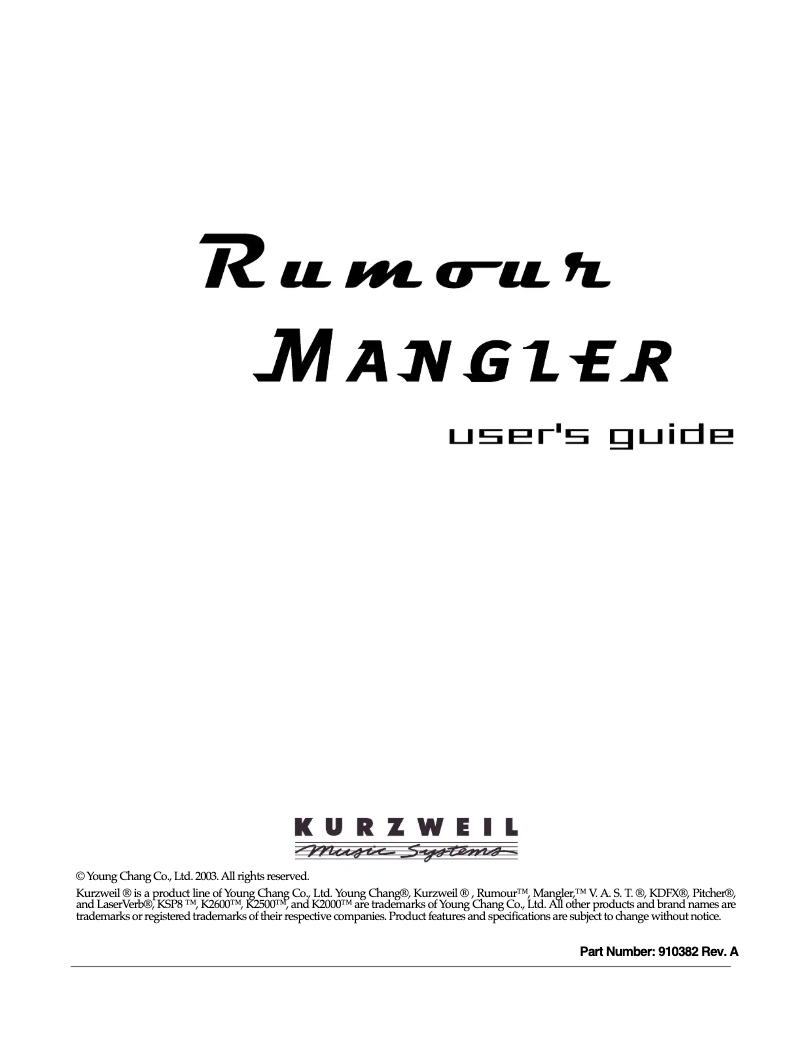 First page image of the manual for Mangler