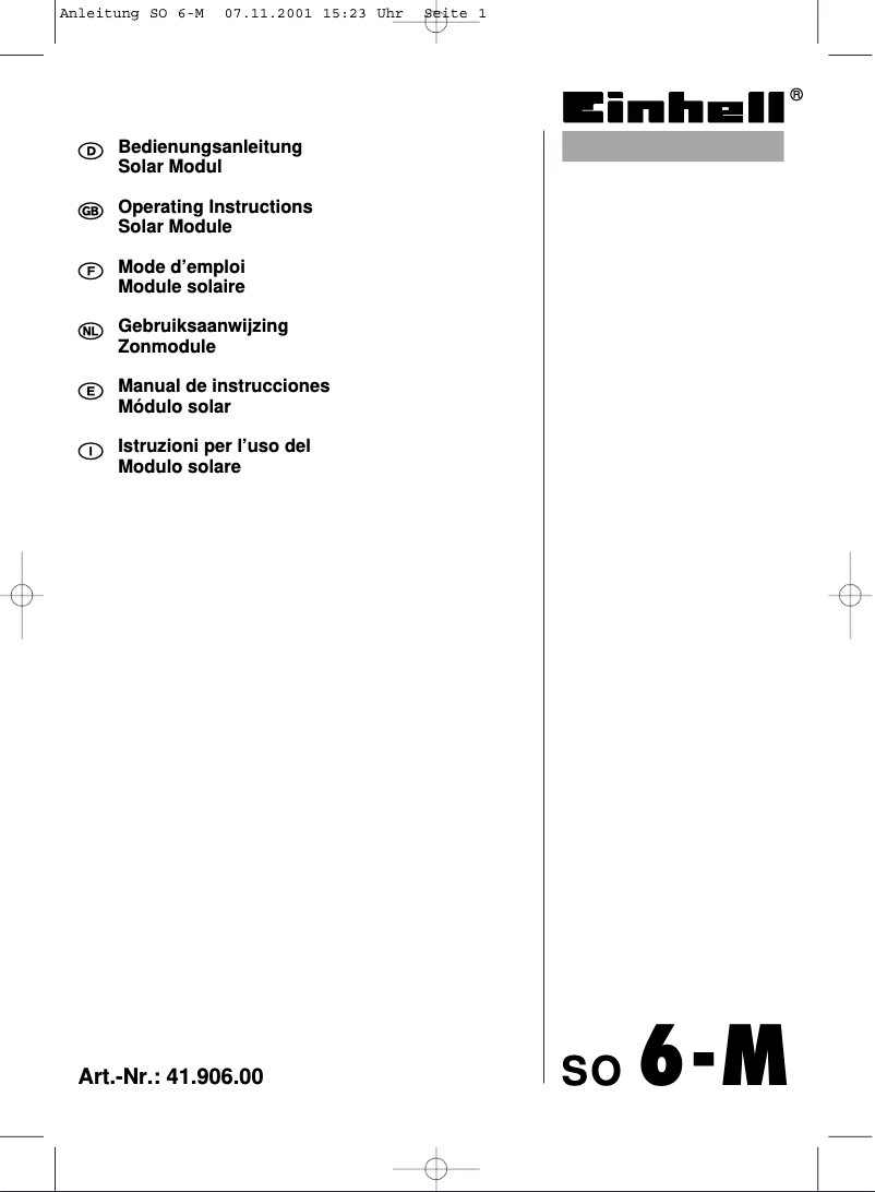 Page 1 of the manual User Manual Einhell SO 6-M