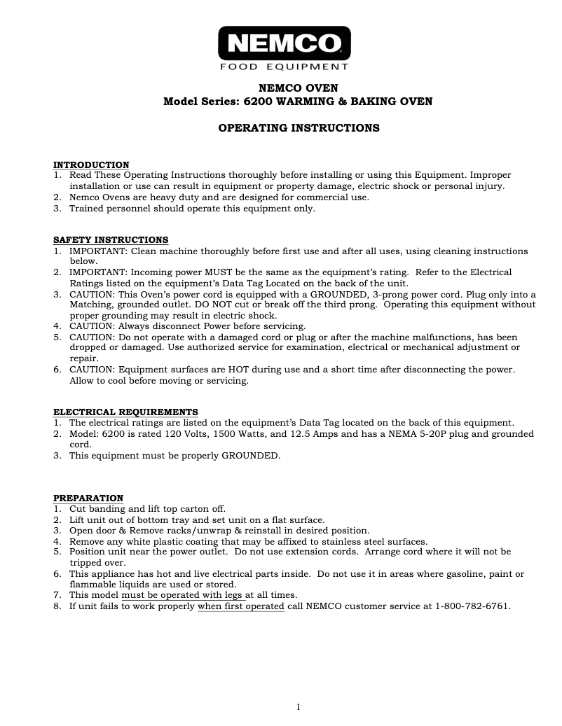 First page image of the manual for 6200