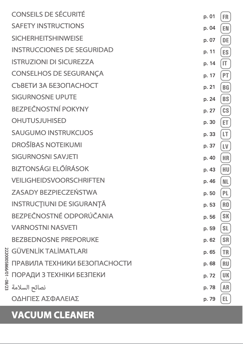 First page image of the manual for Silence Force Cyclonic RO7260