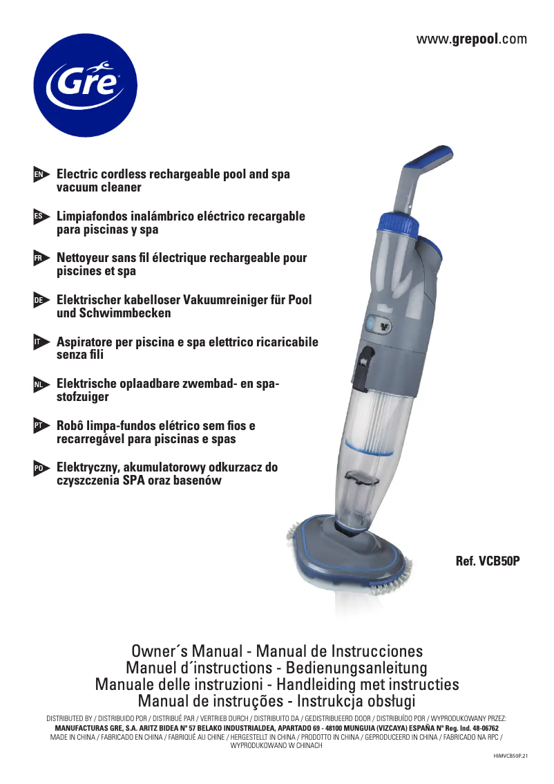 Page 1 of the manual User Manual Gre VCB50P