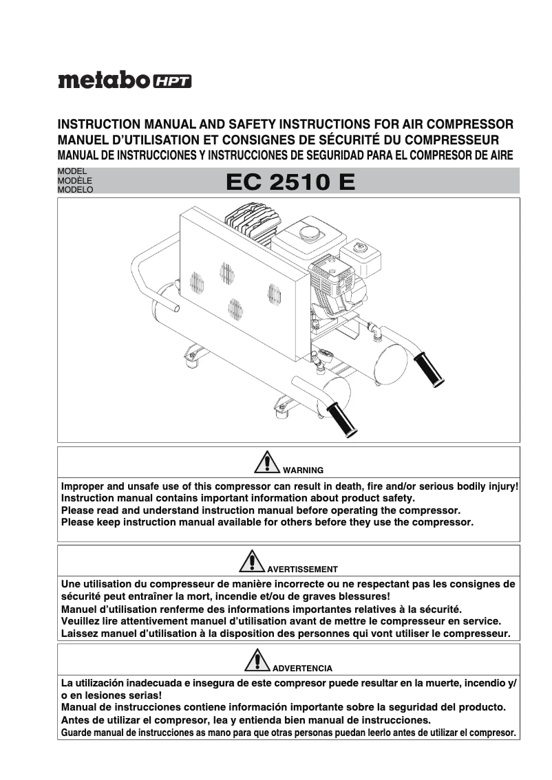 First page image of the manual for EC 2510 E