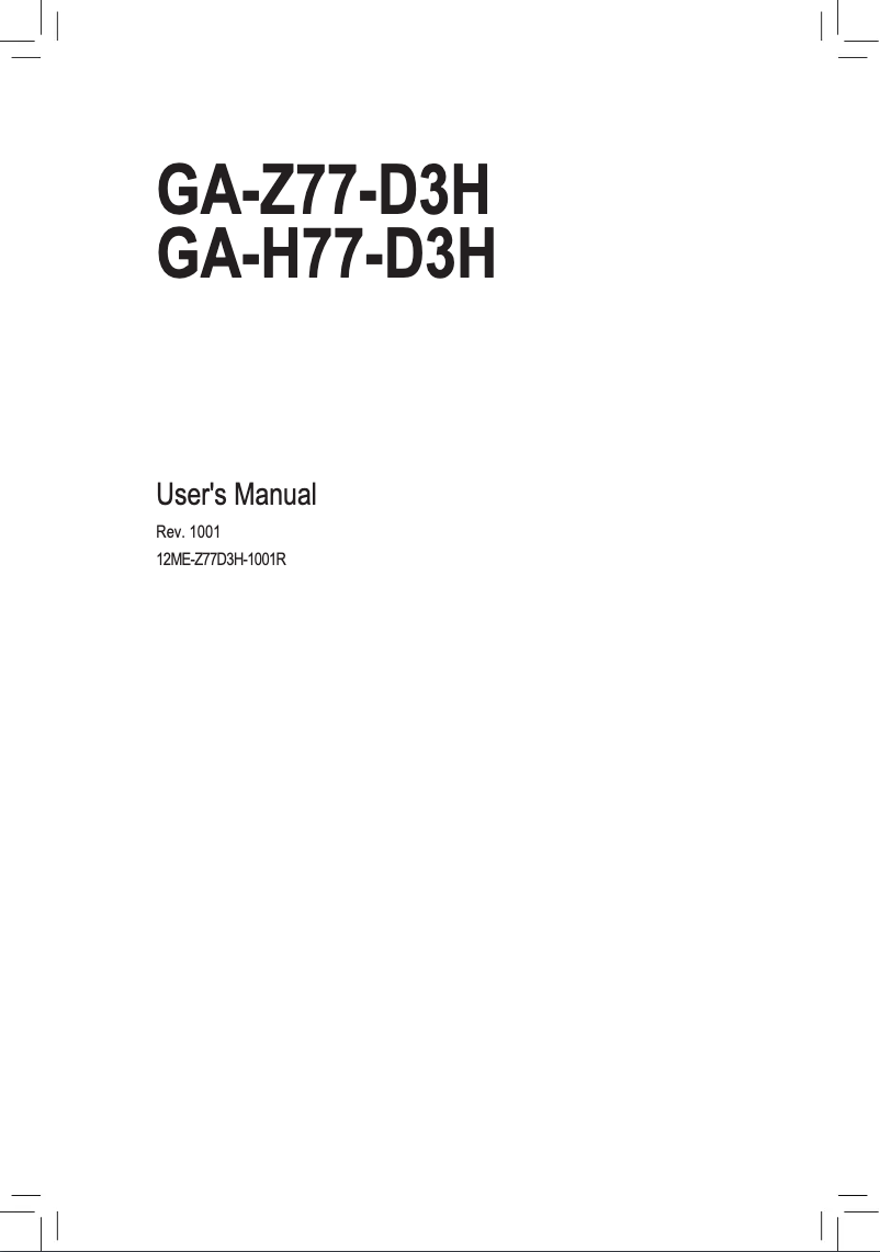 Page 1 of the manual User Manual Gigabyte GA-Z77-D3H