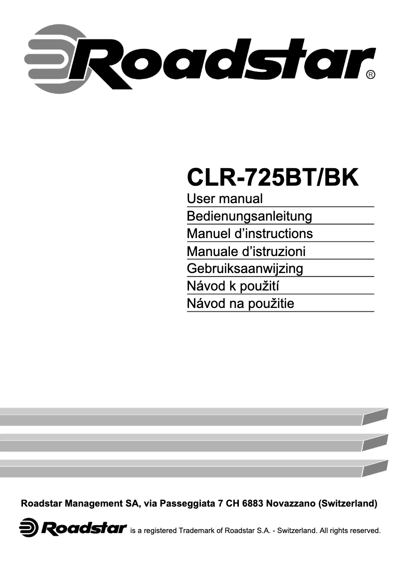 First page image of the manual for CLR-725BT/BK