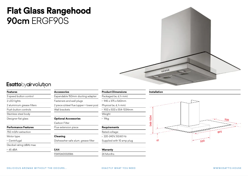 First page image of the manual for ERGF90S