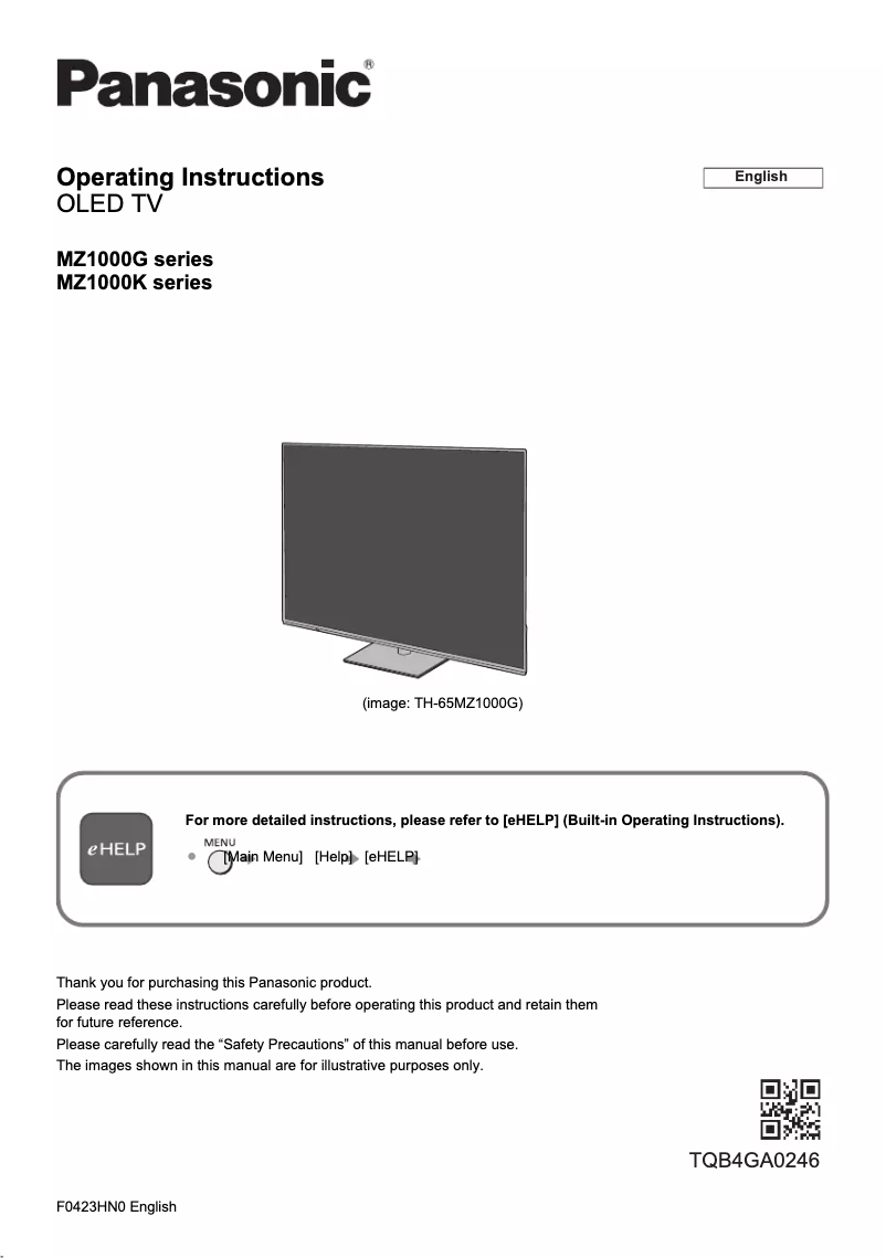 Page 1 of the manual User Manual Panasonic TH-55MZ1000K