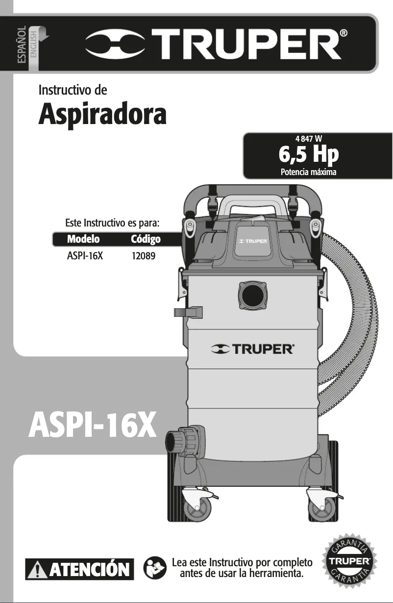 First page image of the manual for ASPI-16X