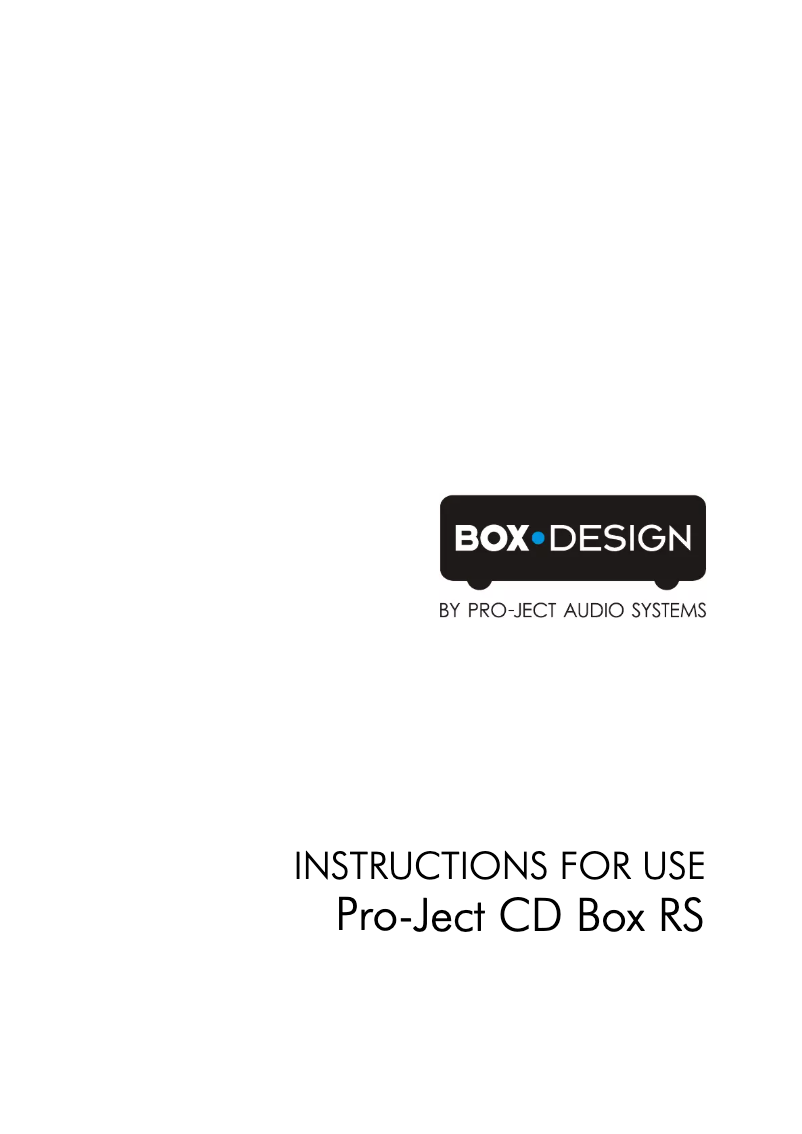 Page 1 of the manual User Manual Pro-Ject CD Box RS
