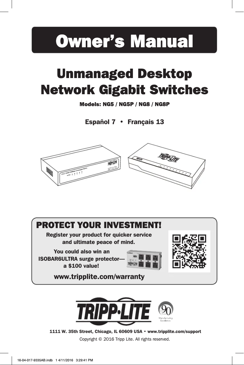 First page image of the manual for NG8P