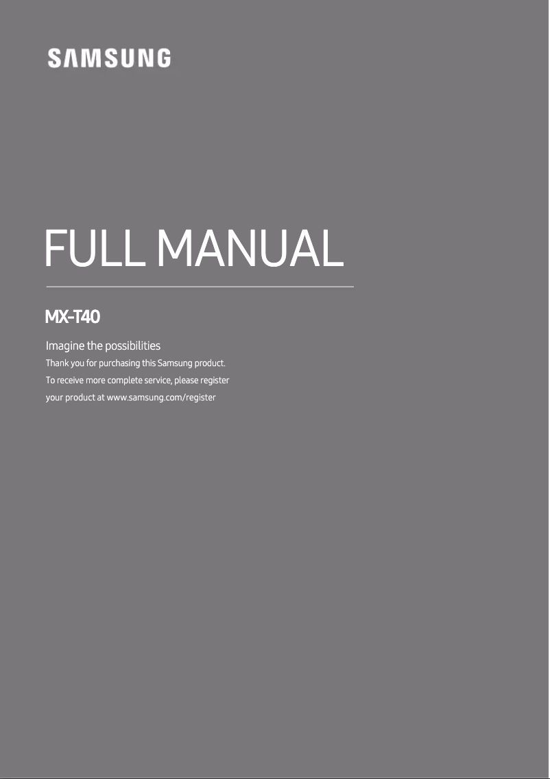 Page 1 of the manual User Manual Samsung MX-T40