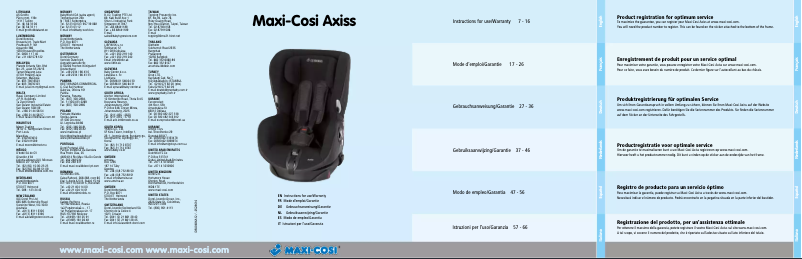 Page 1 of the manual User Manual Maxi-Cosi Axiss 2012