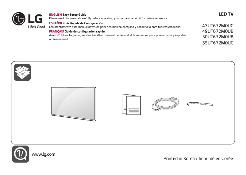 First page image of the manual for 55UT672M0UC