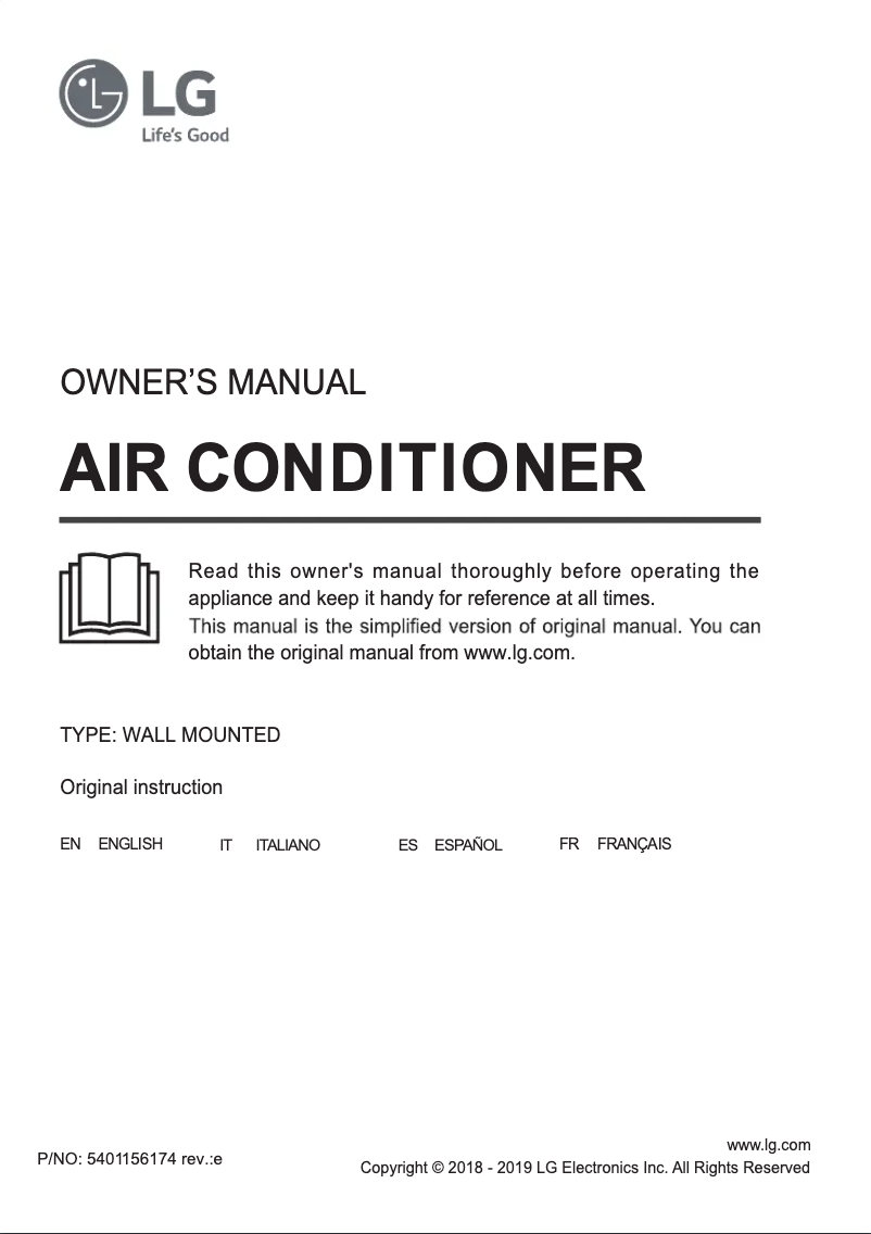 Page 1 of the manual User Manual LG S18ET