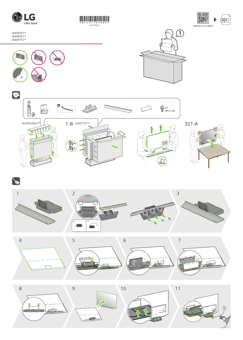 First page image of the manual for OLED77C14LB