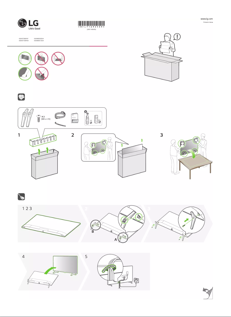 First page image of the manual for 50UN7300PUF