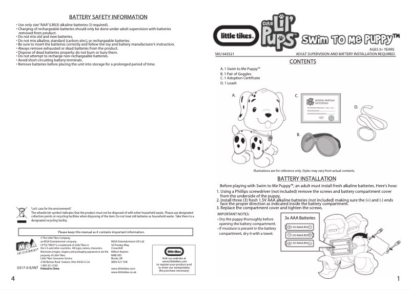 Page 1 de la notice Manuel utilisateur Little Tikes Swim to Me Puppy