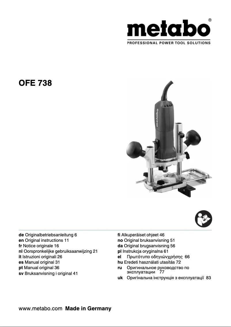Page 1 of the manual User Manual Metabo OFE 738