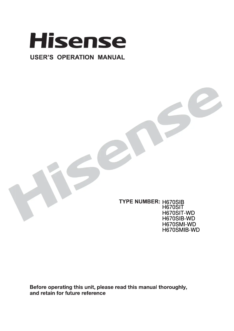 First page image of the manual for H670SIT