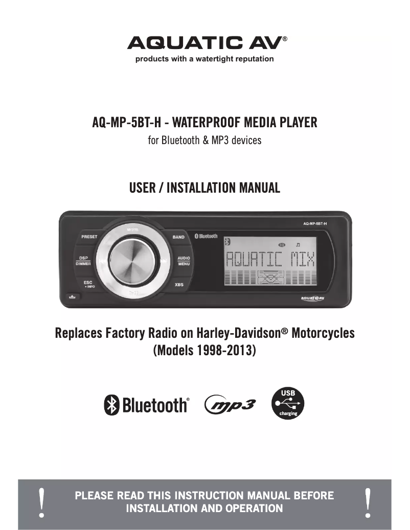 First page image of the manual for AQ-MP-5BT-H