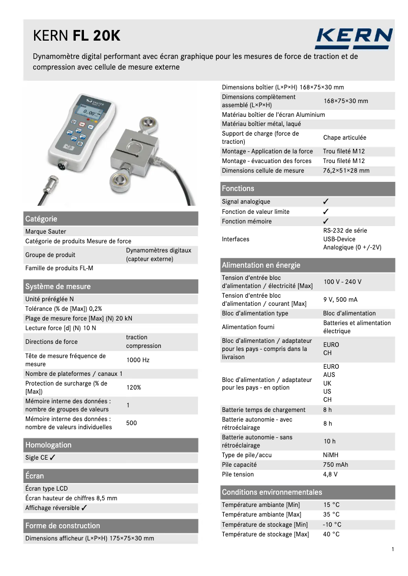 First page image of the manual for FL 20K