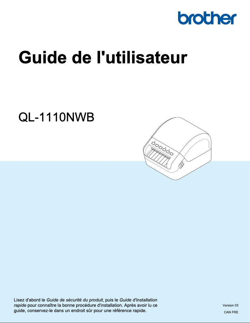 Page 1 of the manual User Manual Brother QL-1110NWB