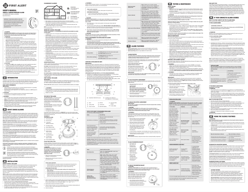 Page 1 of the manual User Manual First Alert SMCO100V-AC