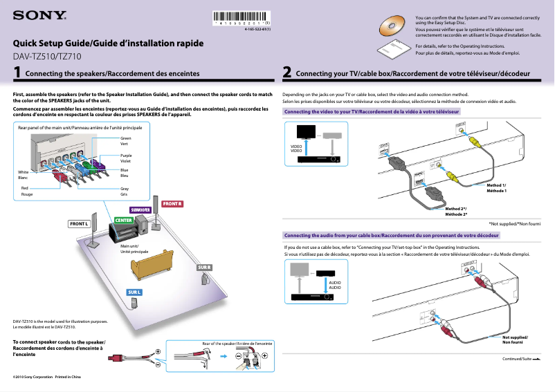 Page 1 of the manual Installation Guide Sony DAV-TZ510