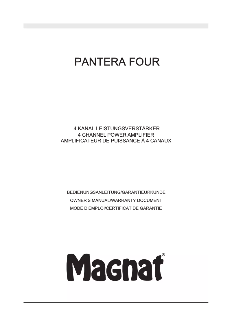 Page 1 of the manual User Manual Magnat Pantera Four