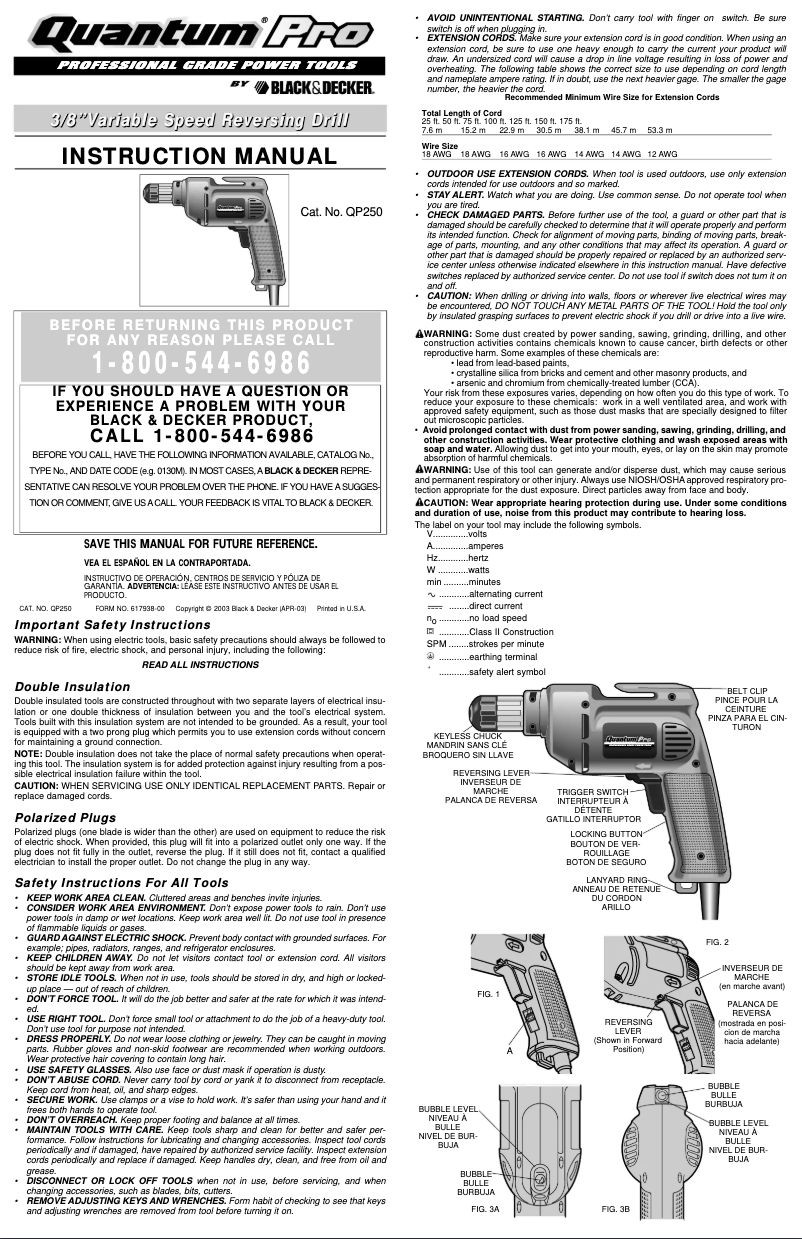 Page 1 of the manual User Manual Black & Decker QP250
